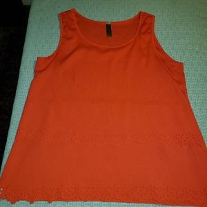 Whisper Orange Sleeveless Blouse‎ w/cut lace